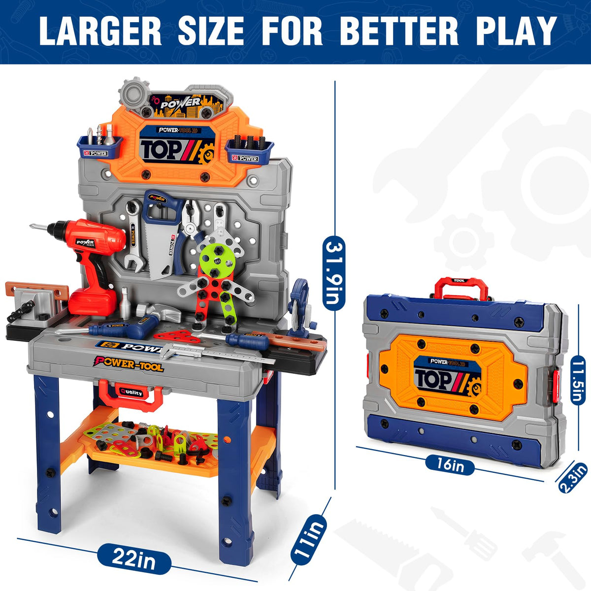 TooyBing tool bench assembly set helps toddlers explore construction.