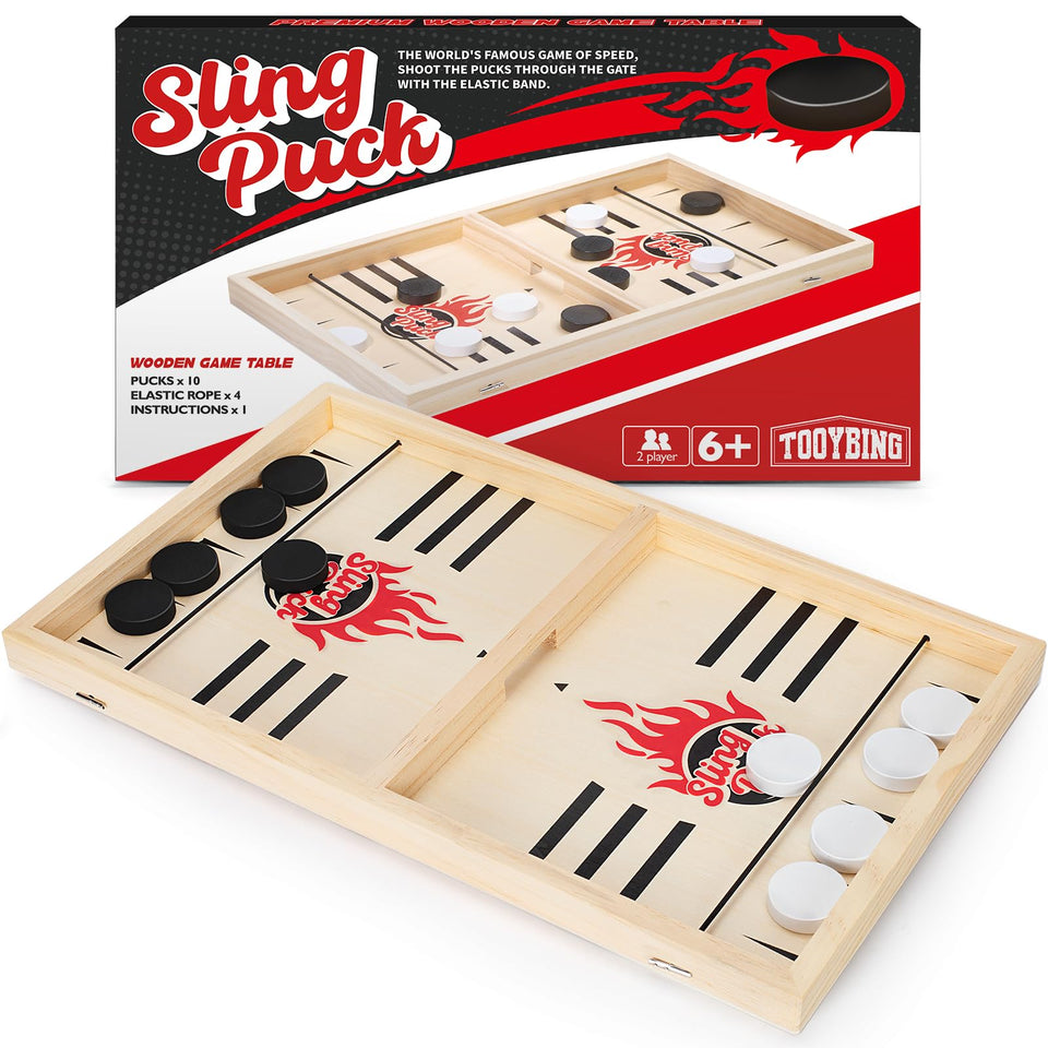 TooyBing large slingshot puck game board viewed from above, perfect for family game night.