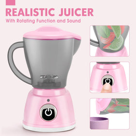TooyBing pink juicer rotates fruit for pretend fresh juice.