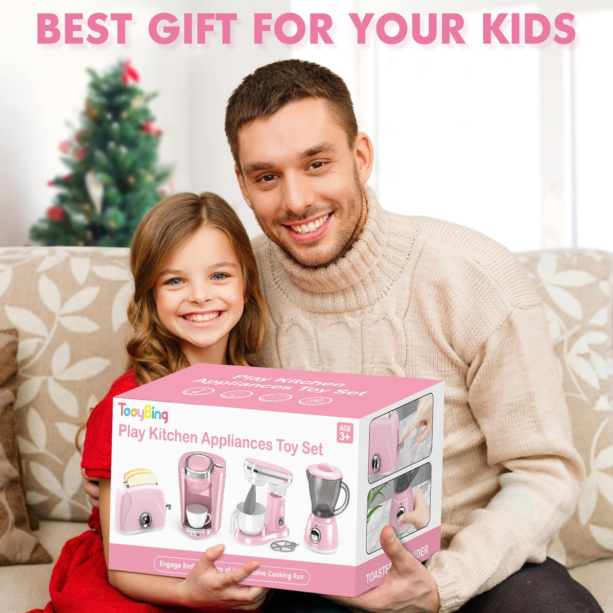 TooyBing pink play kitchen set inviting shared storytelling and role-play.