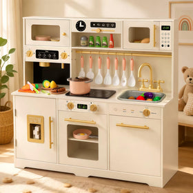 TooyBing Play Kitchen stove area for imaginative cooking and fine motor practice.