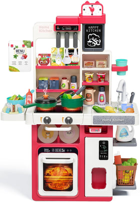 TooyBing red stove with steam for realistic pretend cooking.