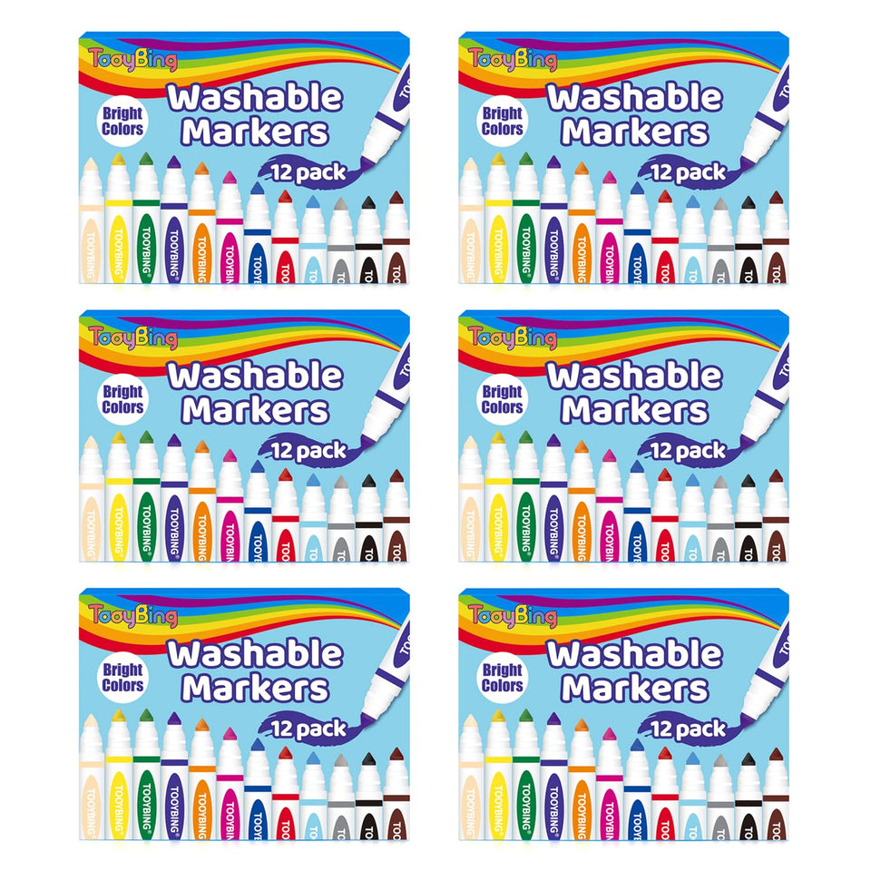 TooyBing 72-count markers in a six-box set for classroom art projects