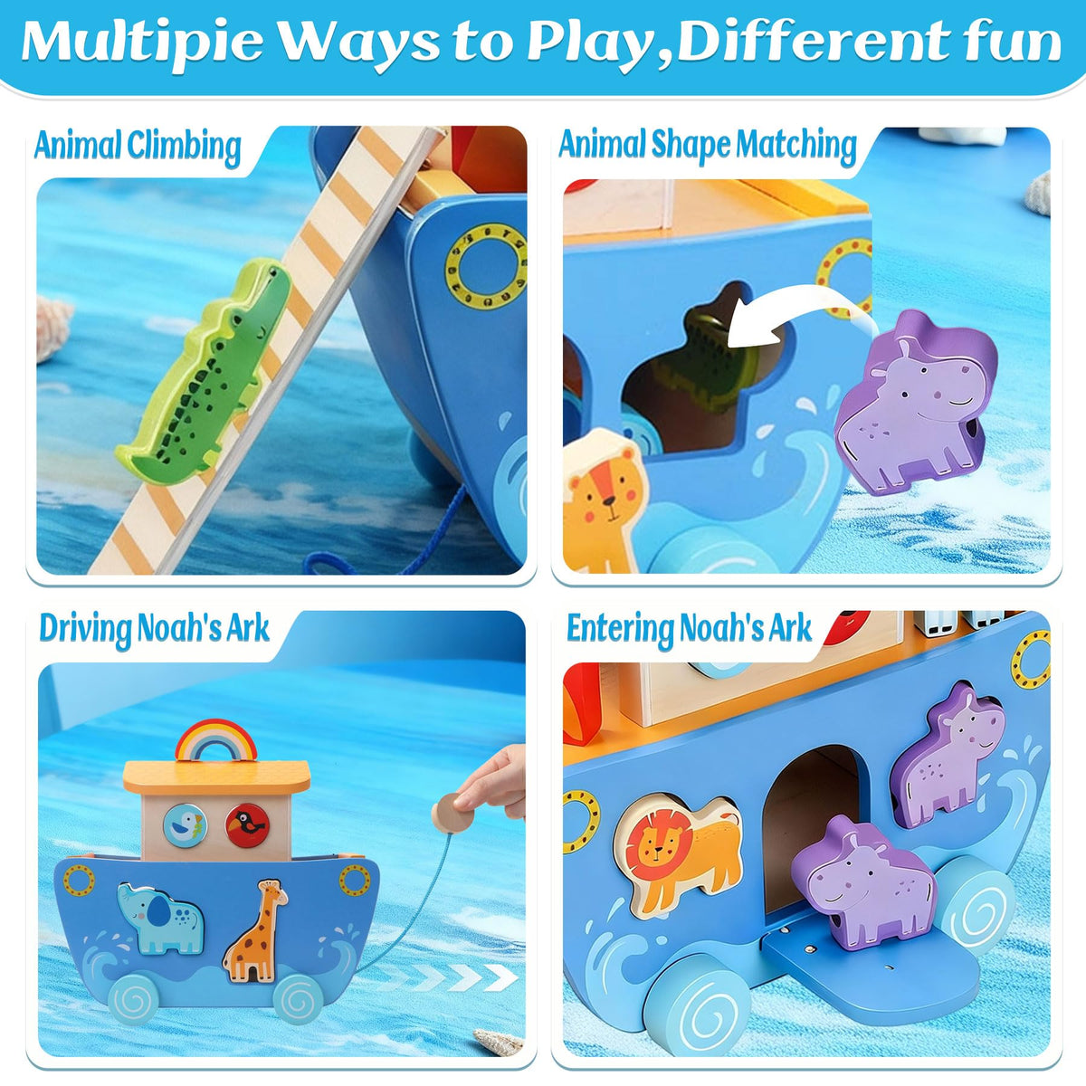 Tooysea Noah's Ark wooden blocks aid sorting and fine motor skill development