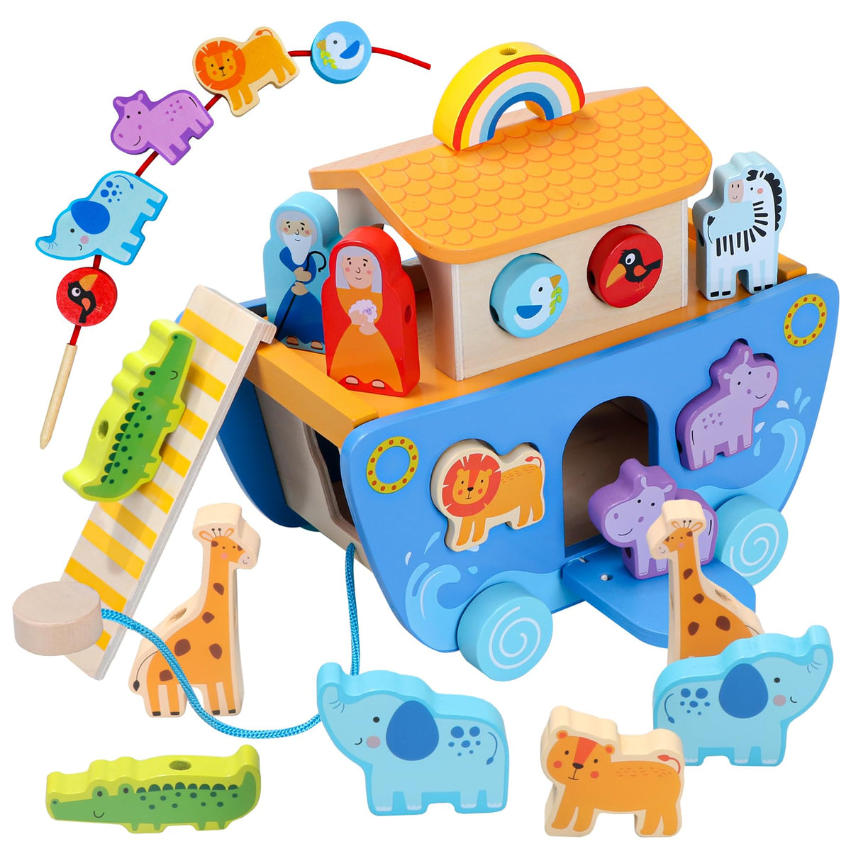 Tooysea Noah's Ark toy with ark and animals promotes imaginative play for toddlers