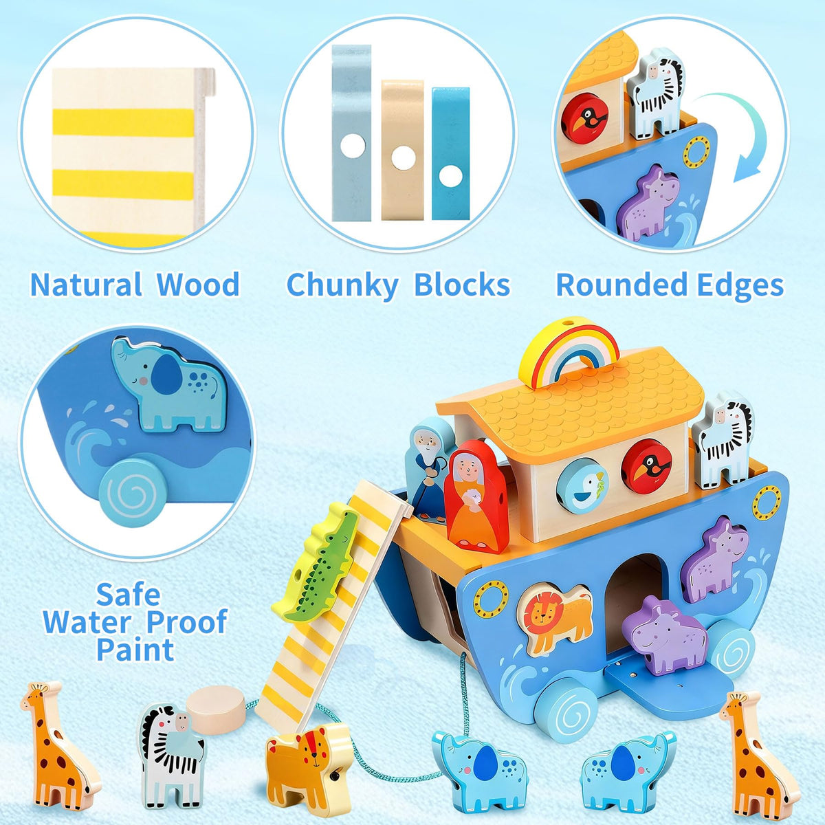 Tooysea Noah's Ark toy rainbow and birds stimulate cognitive storytelling play
