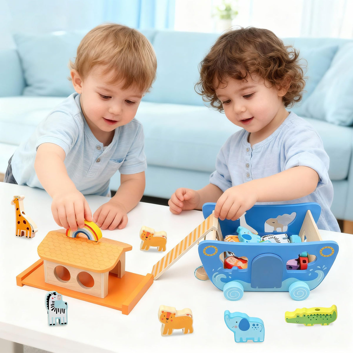 Tooysea Noah's Ark top opens for easy storage after play
