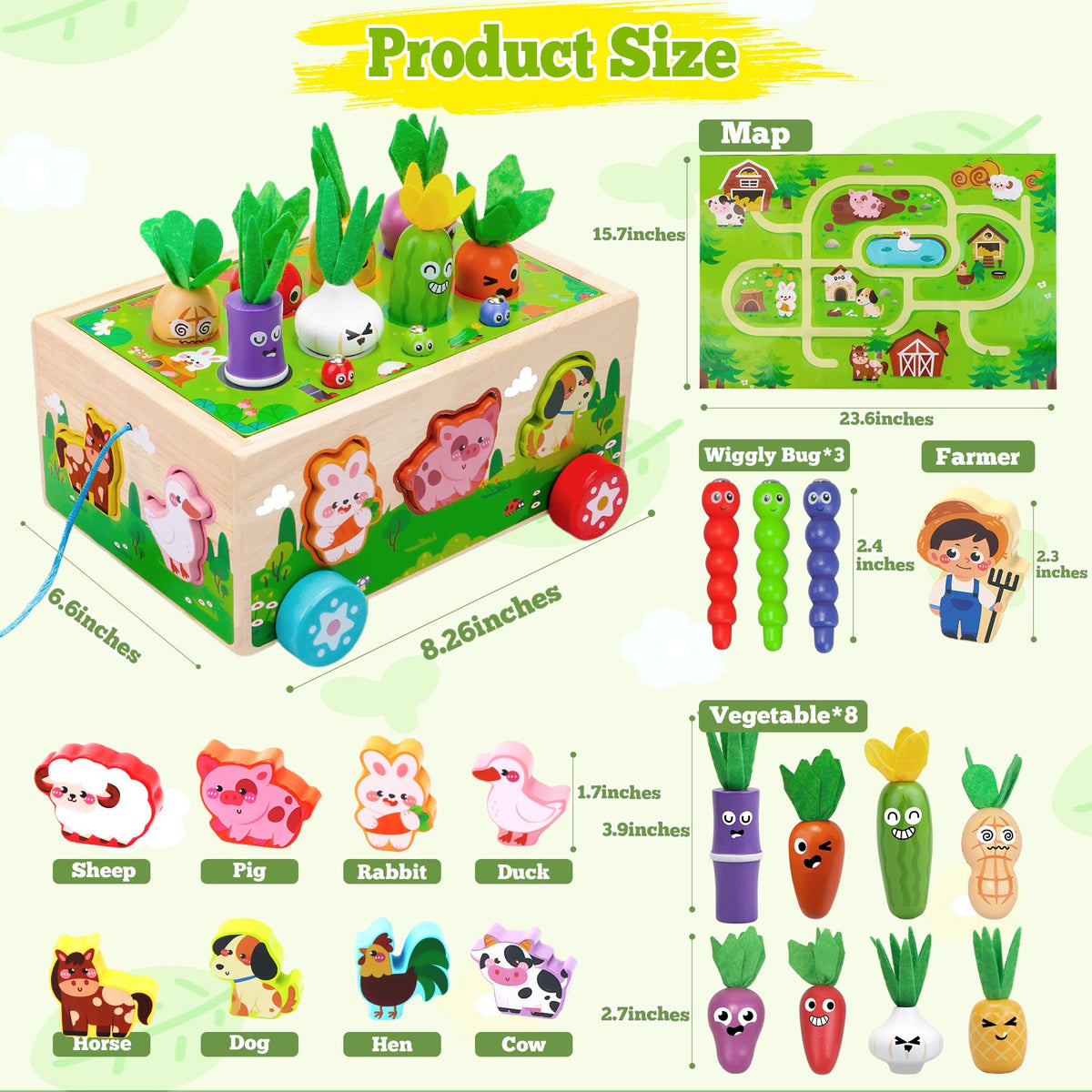 Tooysea wooden vegetables for color matching and fine motor play.