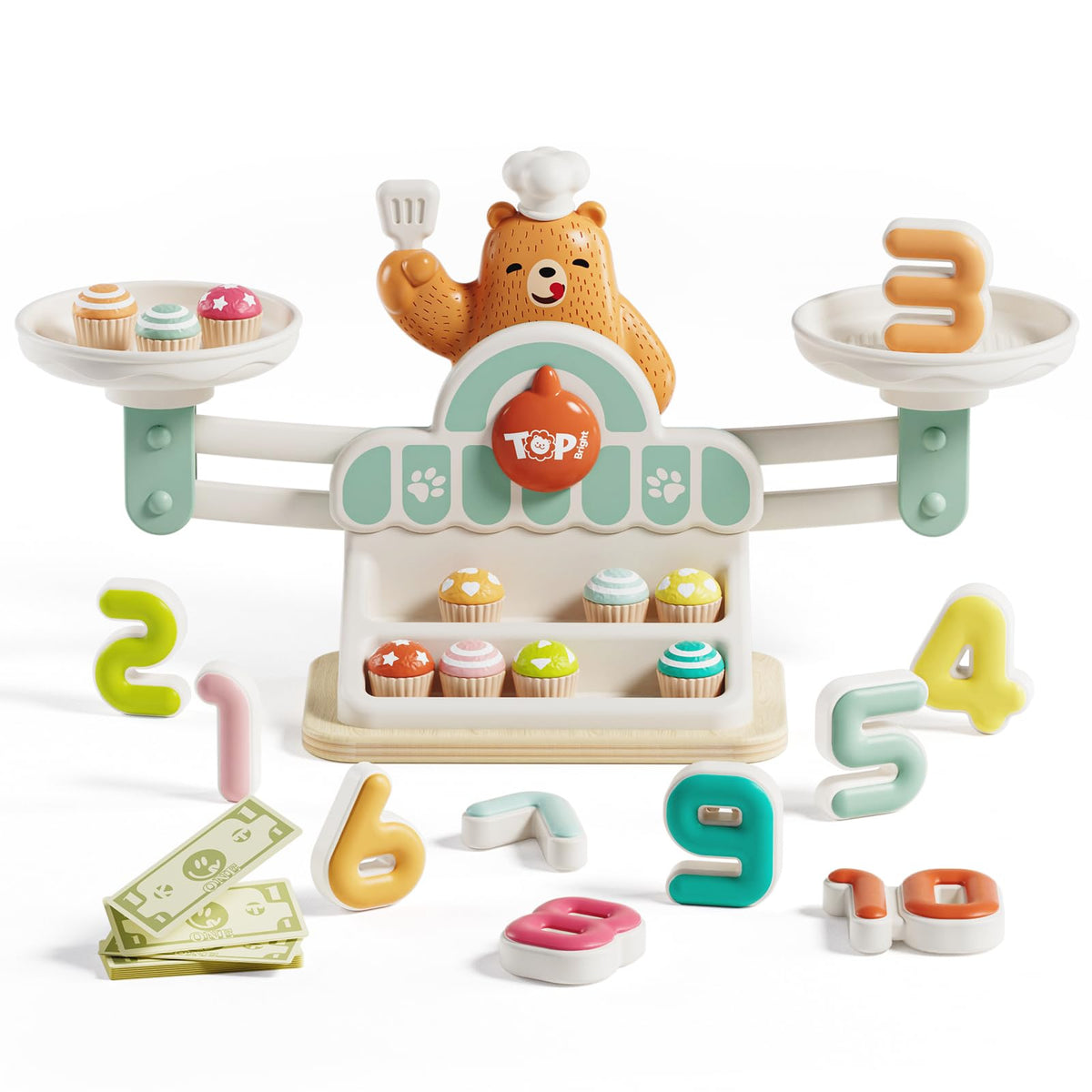 TOP BRIGHT Balance Math Game with chef bear for engaging counting play