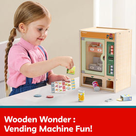 Top Bright button panel enables realistic vending during pretend shopping