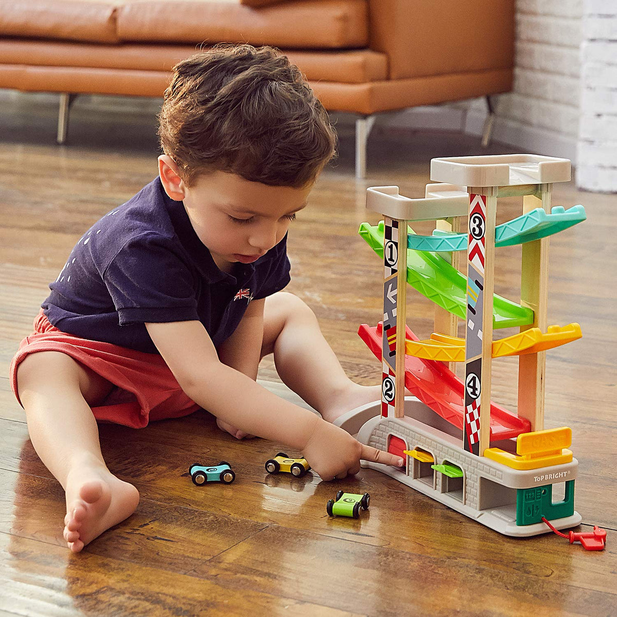 Top Bright three garages integrated into the ramp for pretend parking