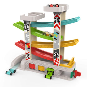 Top Bright car ramp toy with parking lots and rainbow track for imaginative play
