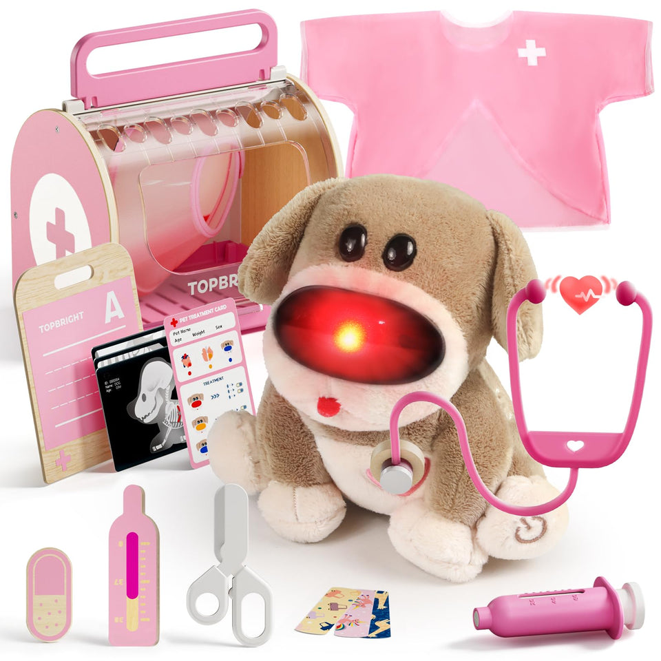 TOP BRIGHT Doctor Kit plush puppy with lights for imaginative play