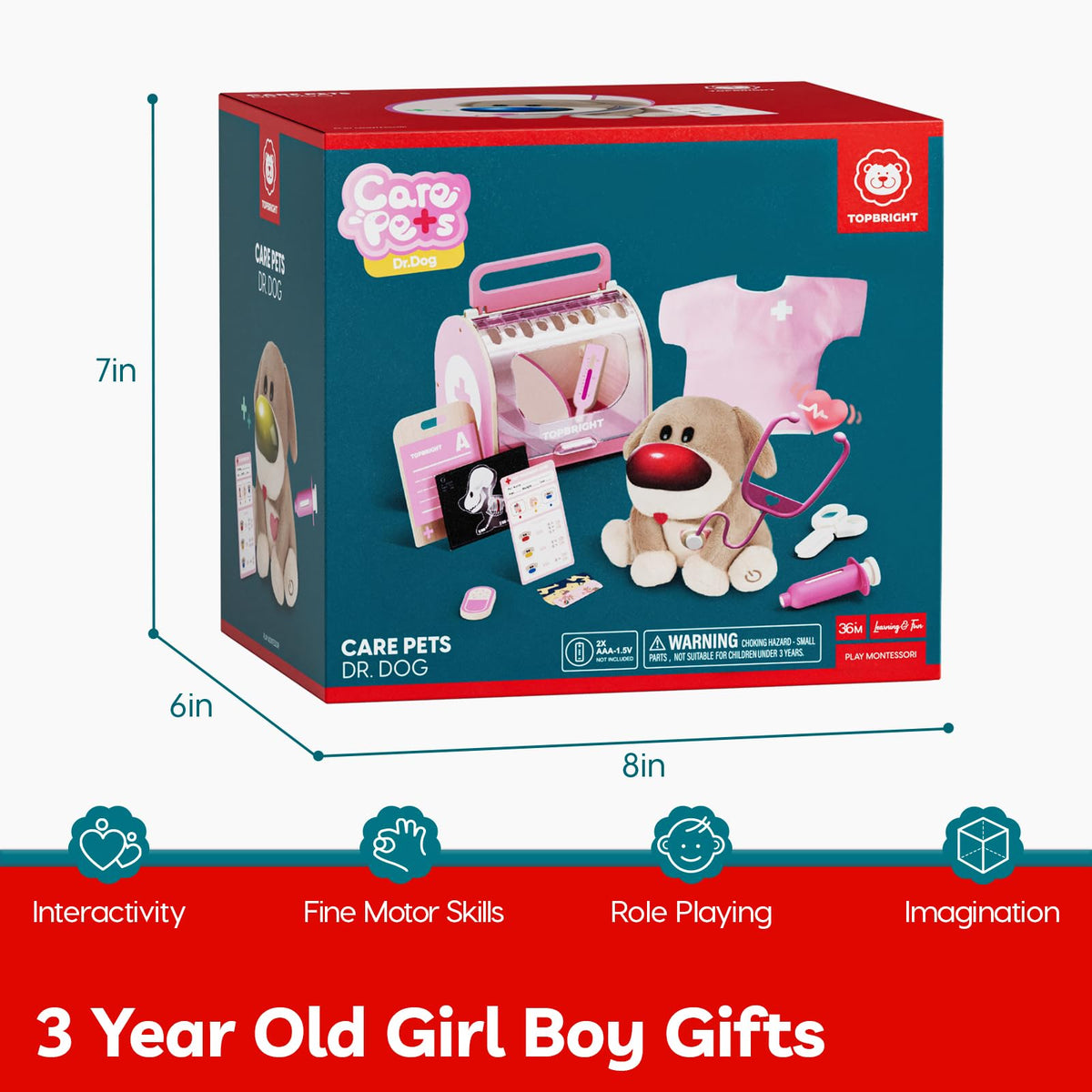TOP BRIGHT Doctor Kit puppy nose color change adds playful surprise