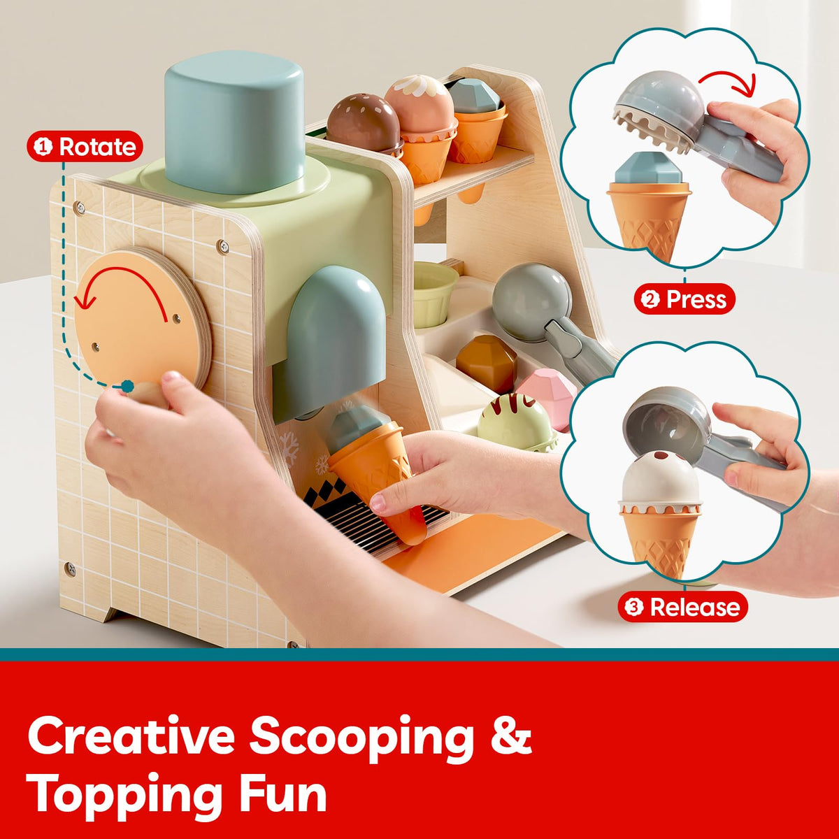 Top Bright Montessori ice cream playset promotes independent, imaginative play sessions.