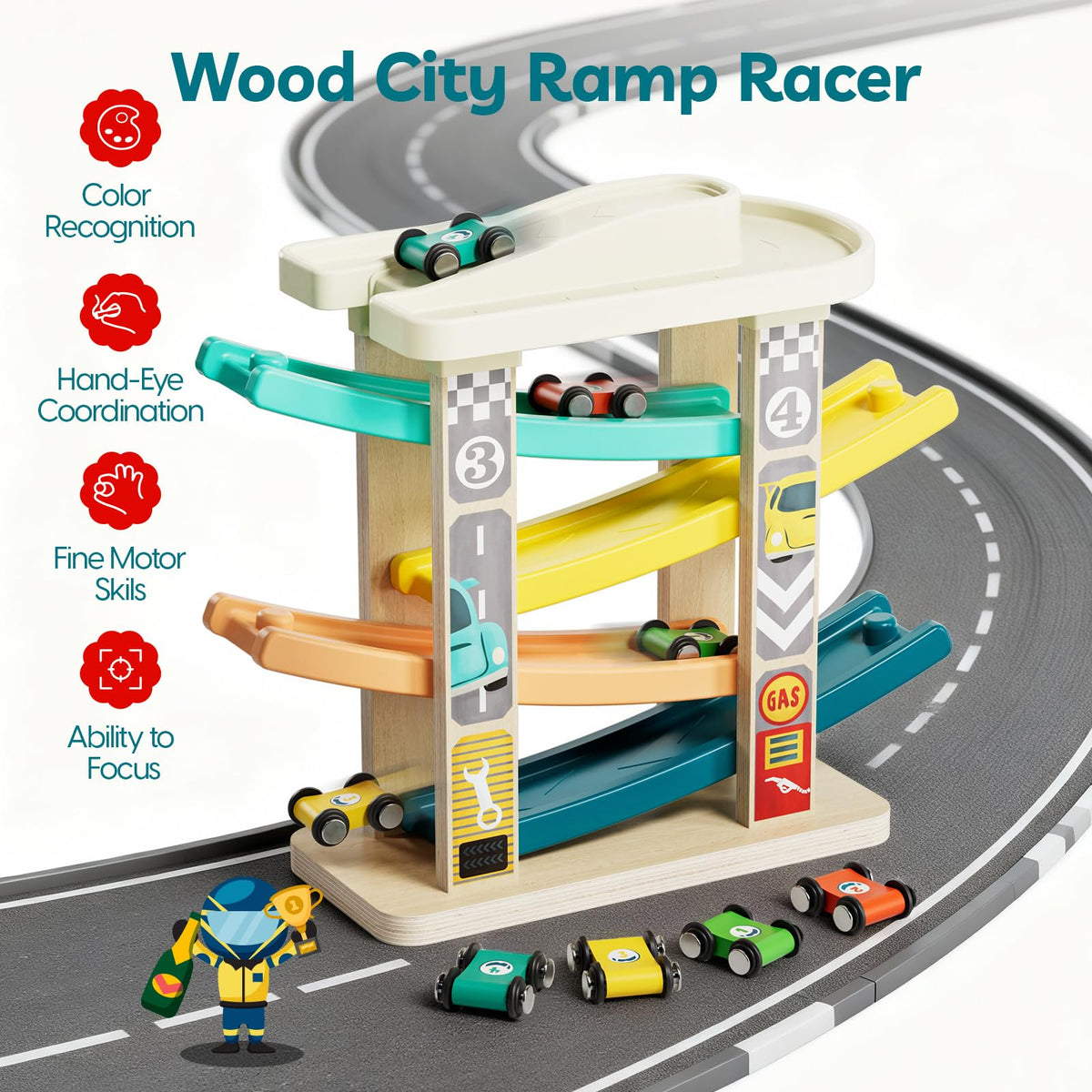 TOP BRIGHT parking lot toy stores cars neatly, reducing lost pieces