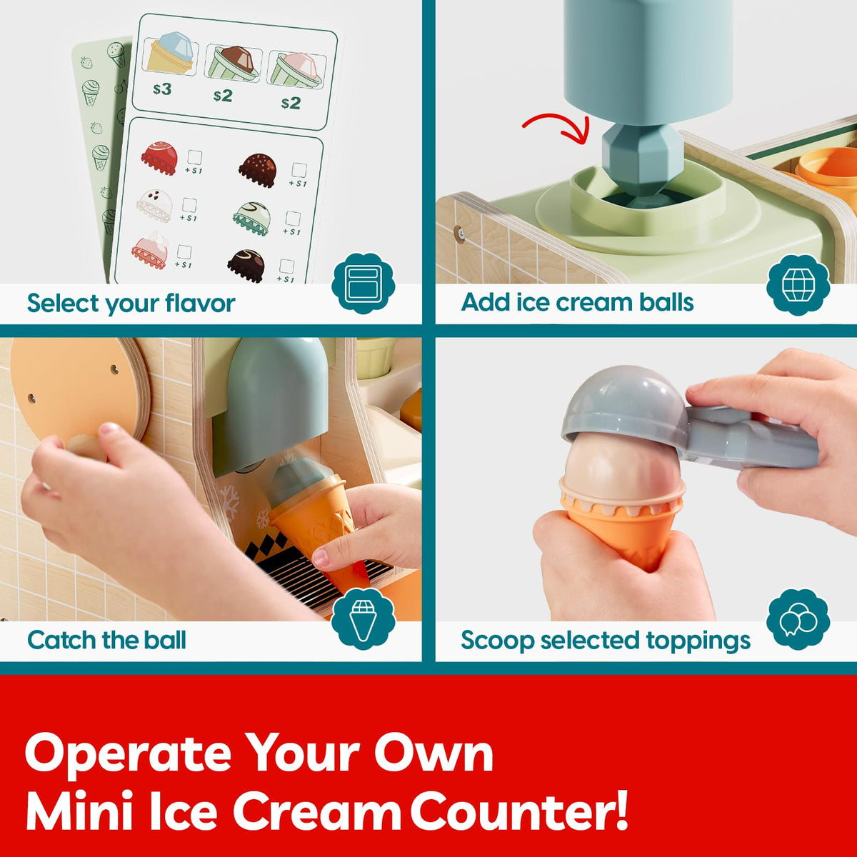 Top Bright cones and cups provide sturdy props for kid-sized ice cream menus.
