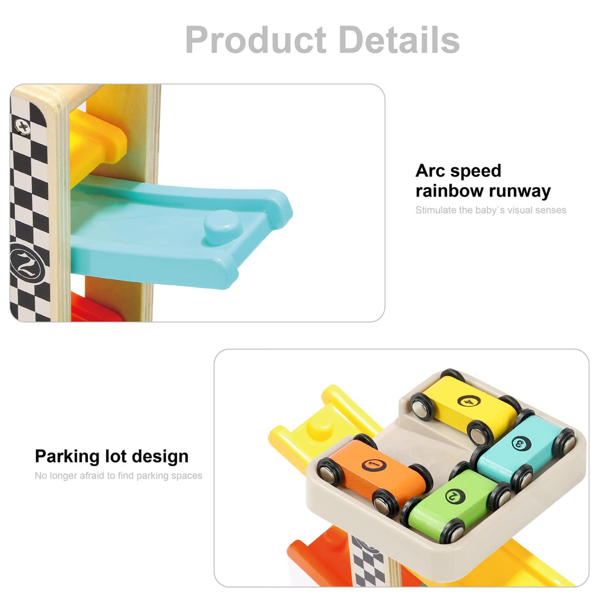 TOP BRIGHT wooden ramp racer 4-car set promotes shared play and cooperation