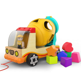 TOP BRIGHT wooden shape sorter toy truck with vivid colors for sorting and recognition.
