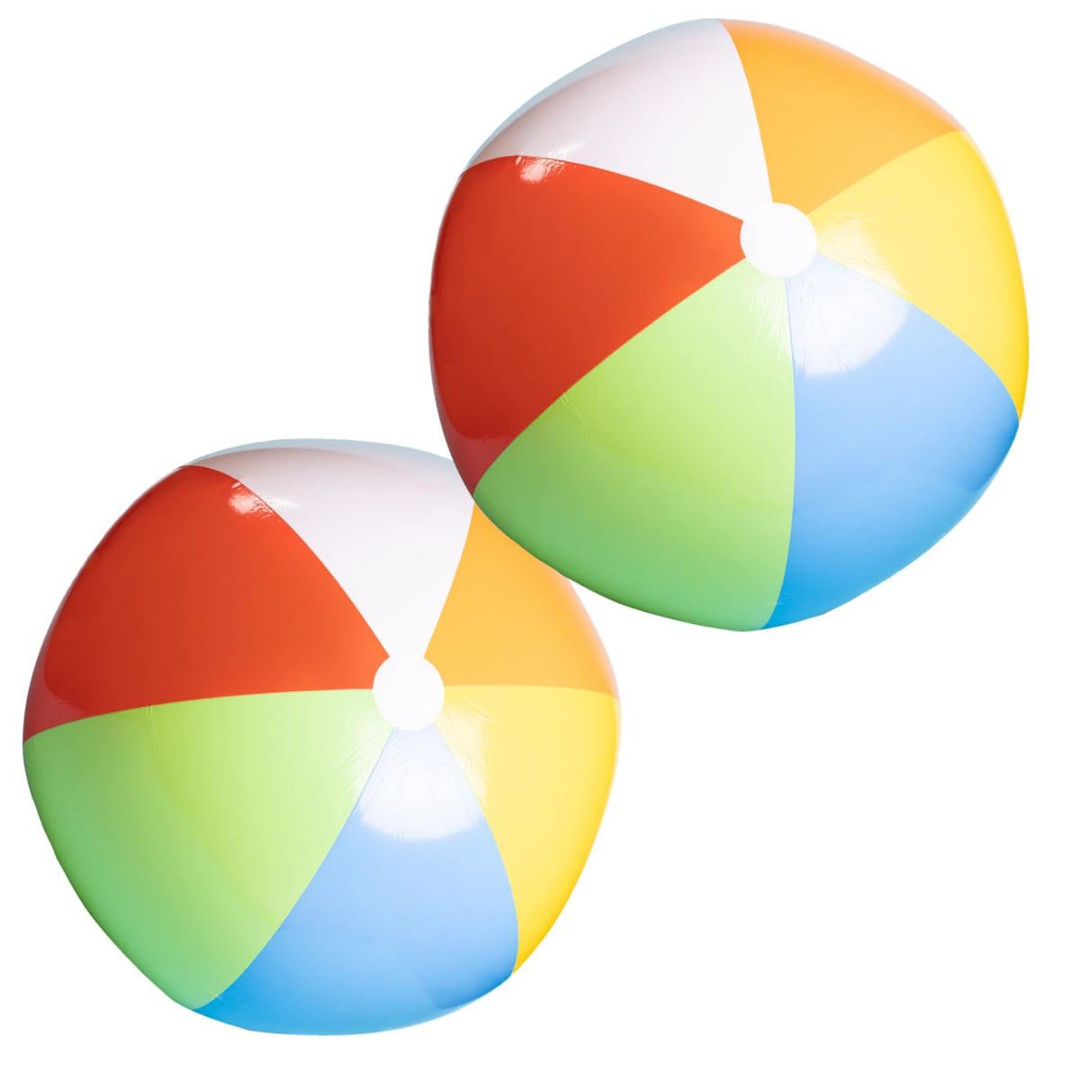 Top Race giant beach ball in blue and yellow floats brightly for outdoor fun.