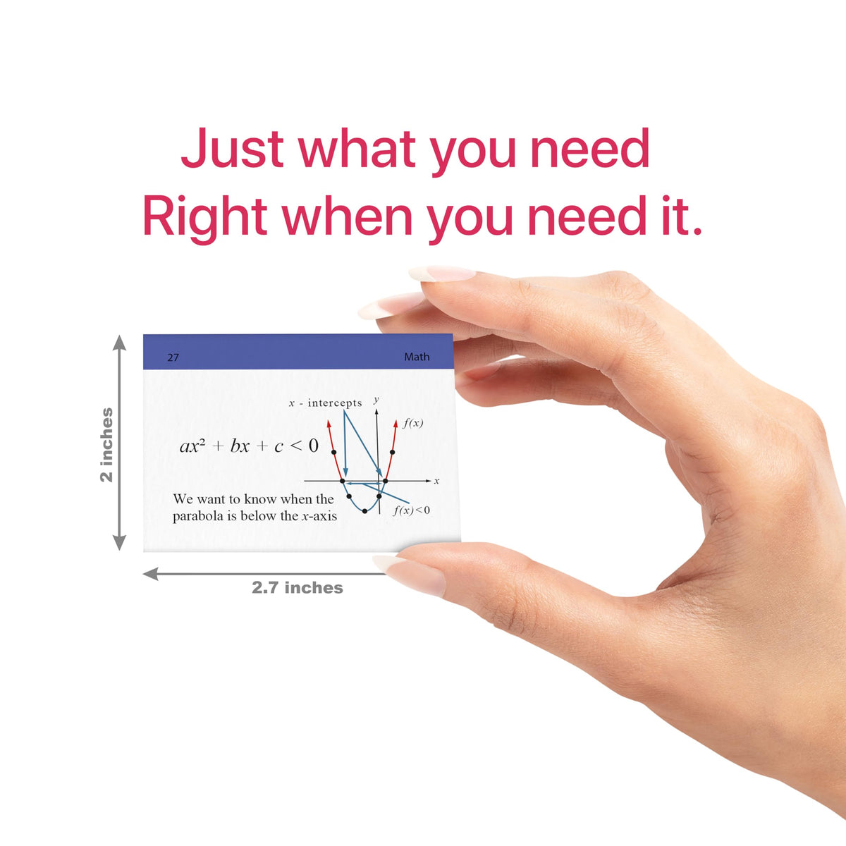 Close-up of math formulas on ACT cards for quick problem-solving practice.