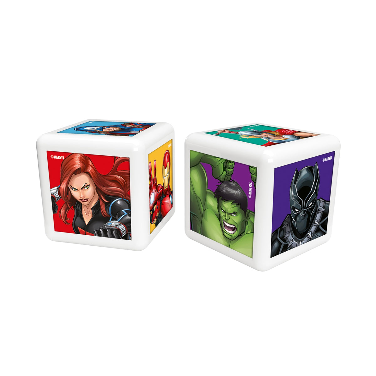 Top Trumps Marvel Heroes cubes arranged on the board boost memory and quick thinking.