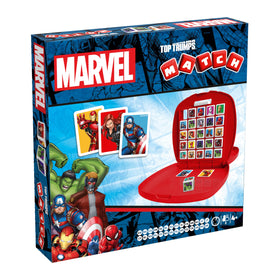 Top Trumps Marvel Heroes match game grid supports two-player memory and strategy.