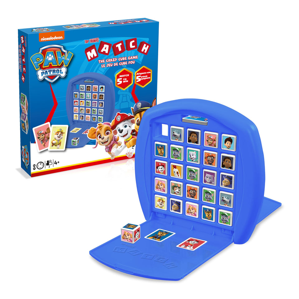 Top Trumps Paw Patrol Match Game grid for two players, vibrant and engaging.