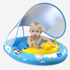 Topchase baby pool float with canopy for UV protection and safe water play.