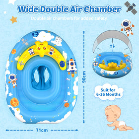 Topchase float with dual inflation chambers for stability and buoyancy.
