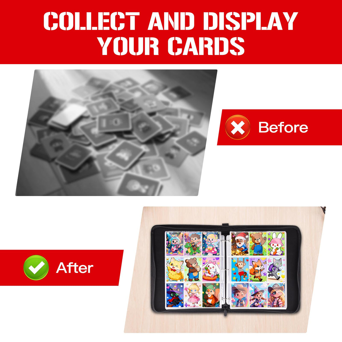 Topcolorusa double-sided pages reveal 9-pocket layout for dense card storage.