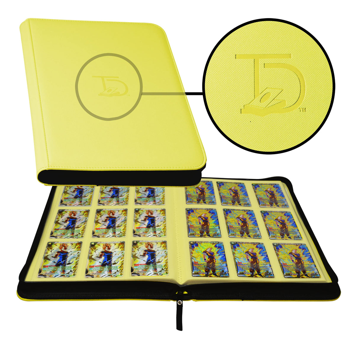 TopDeck binder with yellow exterior and zipper for durable protection of cards