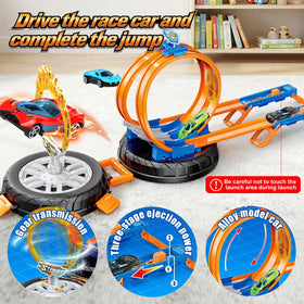 Topfresh fire-ring stunt for dramatic racing moments