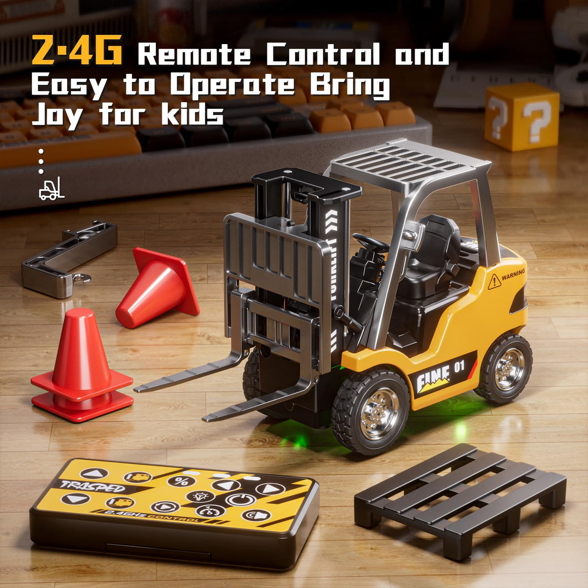 TOPMVP mini RC forklift toy obstacle course mode fostering creativity