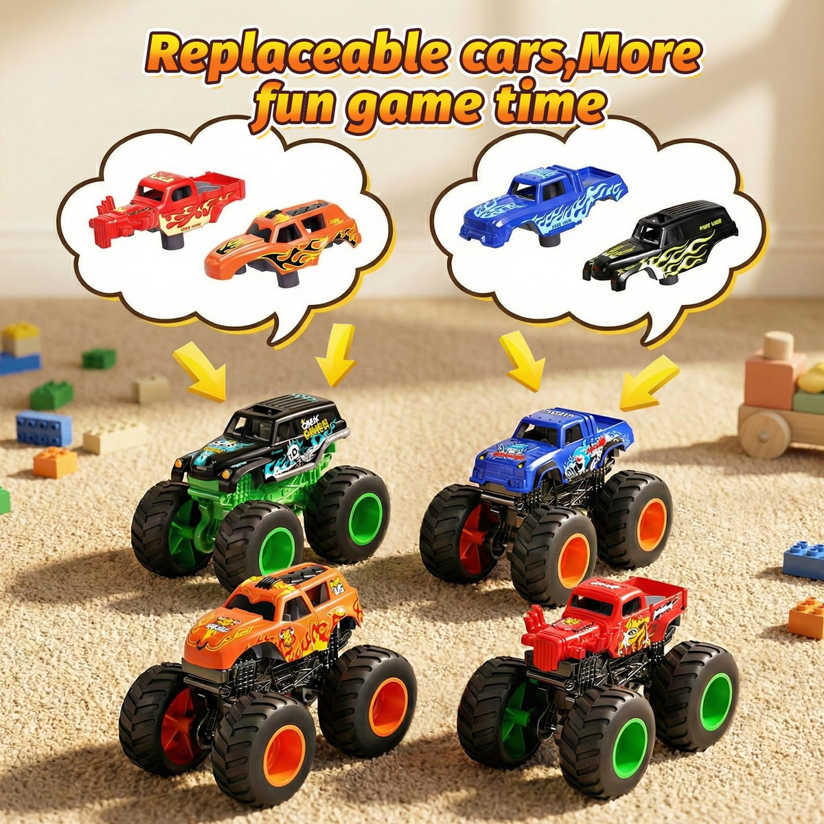 TopMVP mini trucks with interchangeable shells for creative customization.