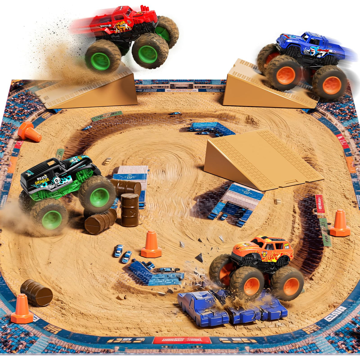 TopMVP Monster Truck Playset arena mat ready for action and organization.