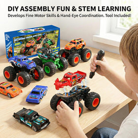 TOPMVP Dinosaur monster truck with vibrant graphics conquering indoor terrain