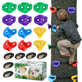 TOPNEW 12 Ninja tree climbing holds with textured grips for safe kid-friendly climbing.