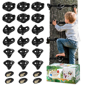 TOPNEW 18pcs ninja tree climbing holds offering secure grips for safe, active outdoor play.