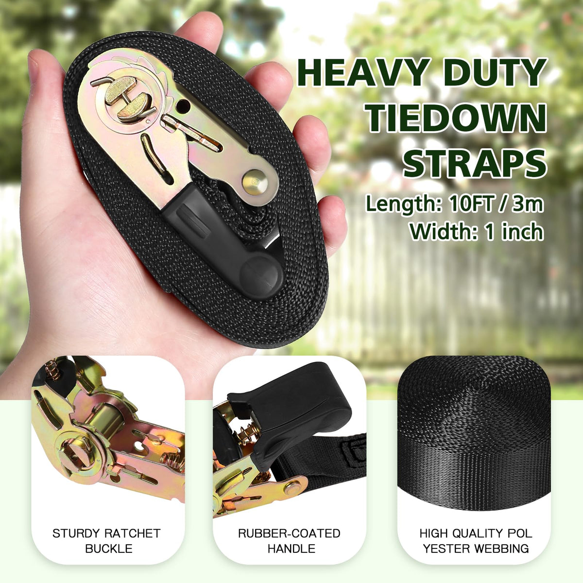 Topnew 6 ratchet straps enable quick, secure tree setup for ninja courses.