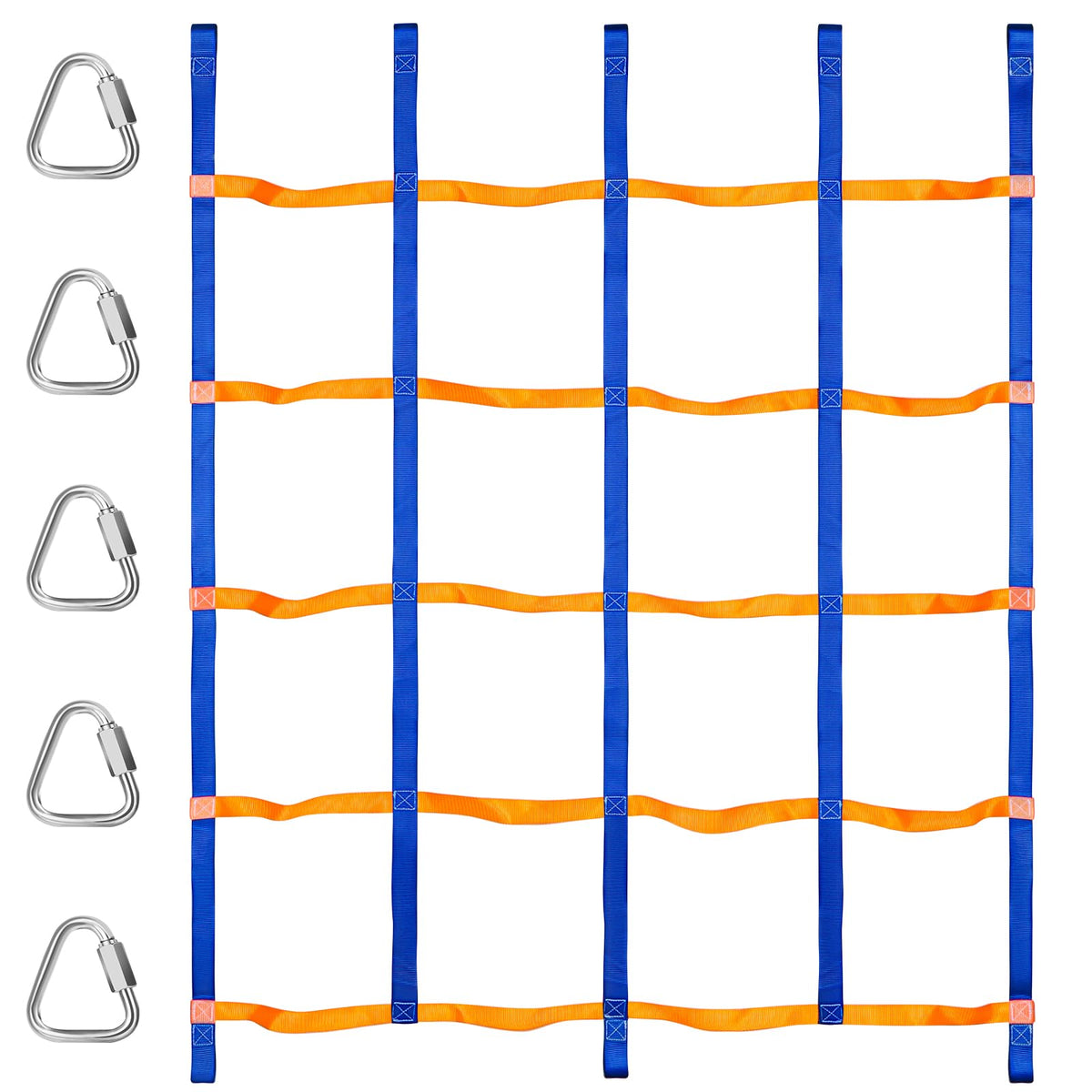 TOPNEW climbing net outdoor blue and orange with large play area for kids