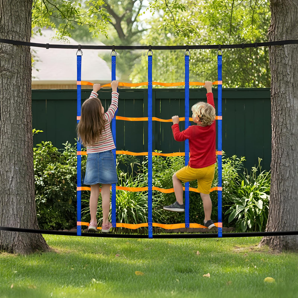 TOPNEW climbing net close-up of rust-resistant stainless steel clasps
