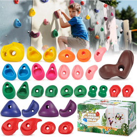 TOPNEW 32-piece rock climbing holds kit for durable indoor and outdoor walls
