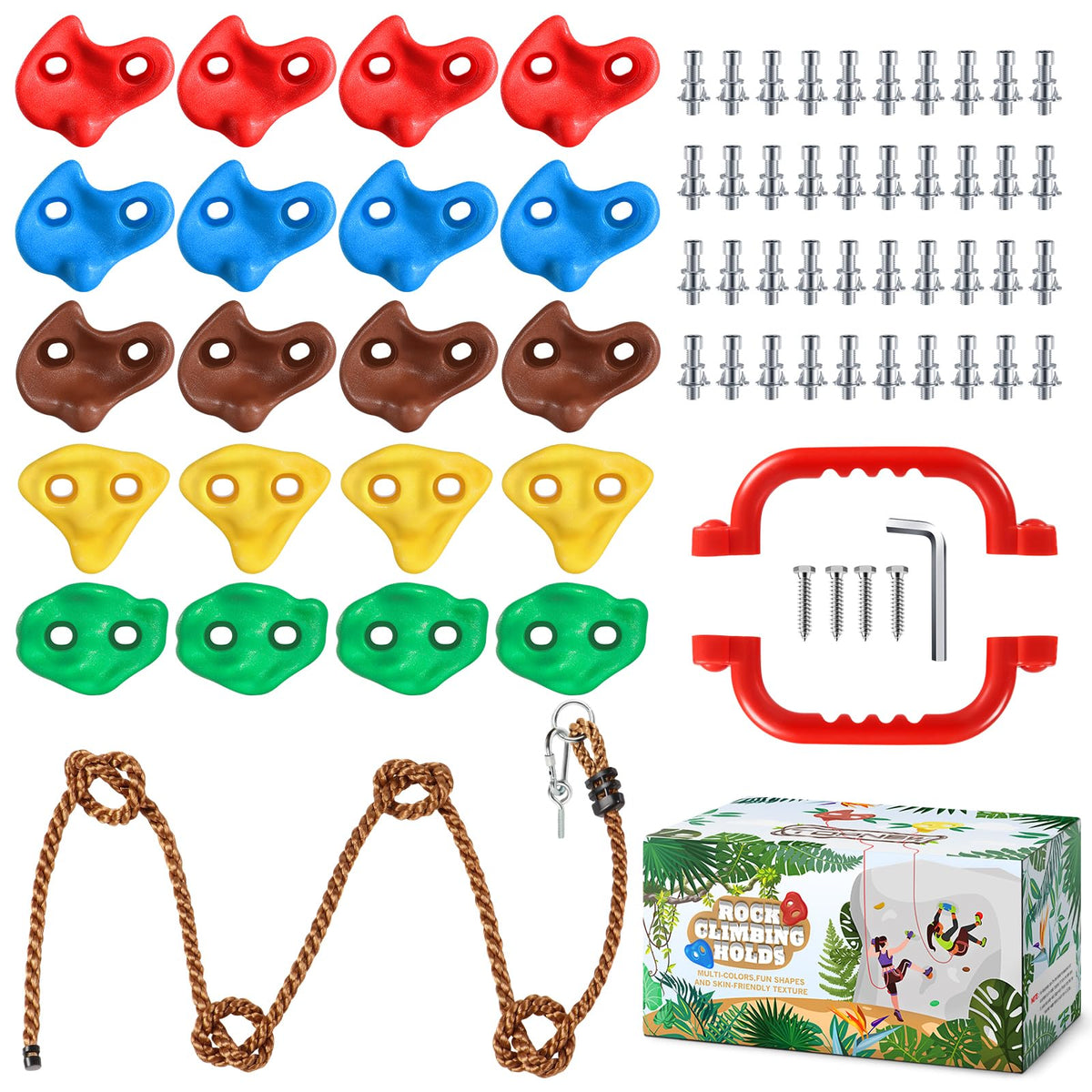 Topnew rock holds colorful 20-pack for building a DIY climbing wall for kids