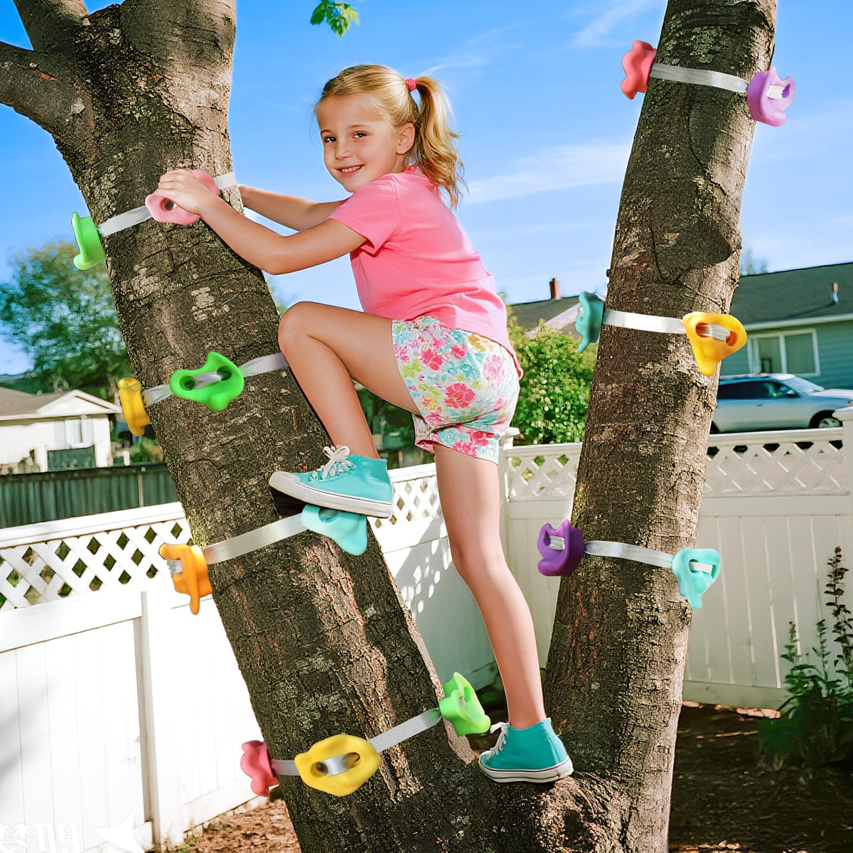 TopNEW tool free installation with 10 ft belt around a tree