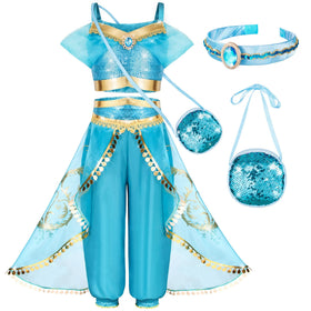 Topney Arabian Princess costume top with glittering sequins for festive dress-up