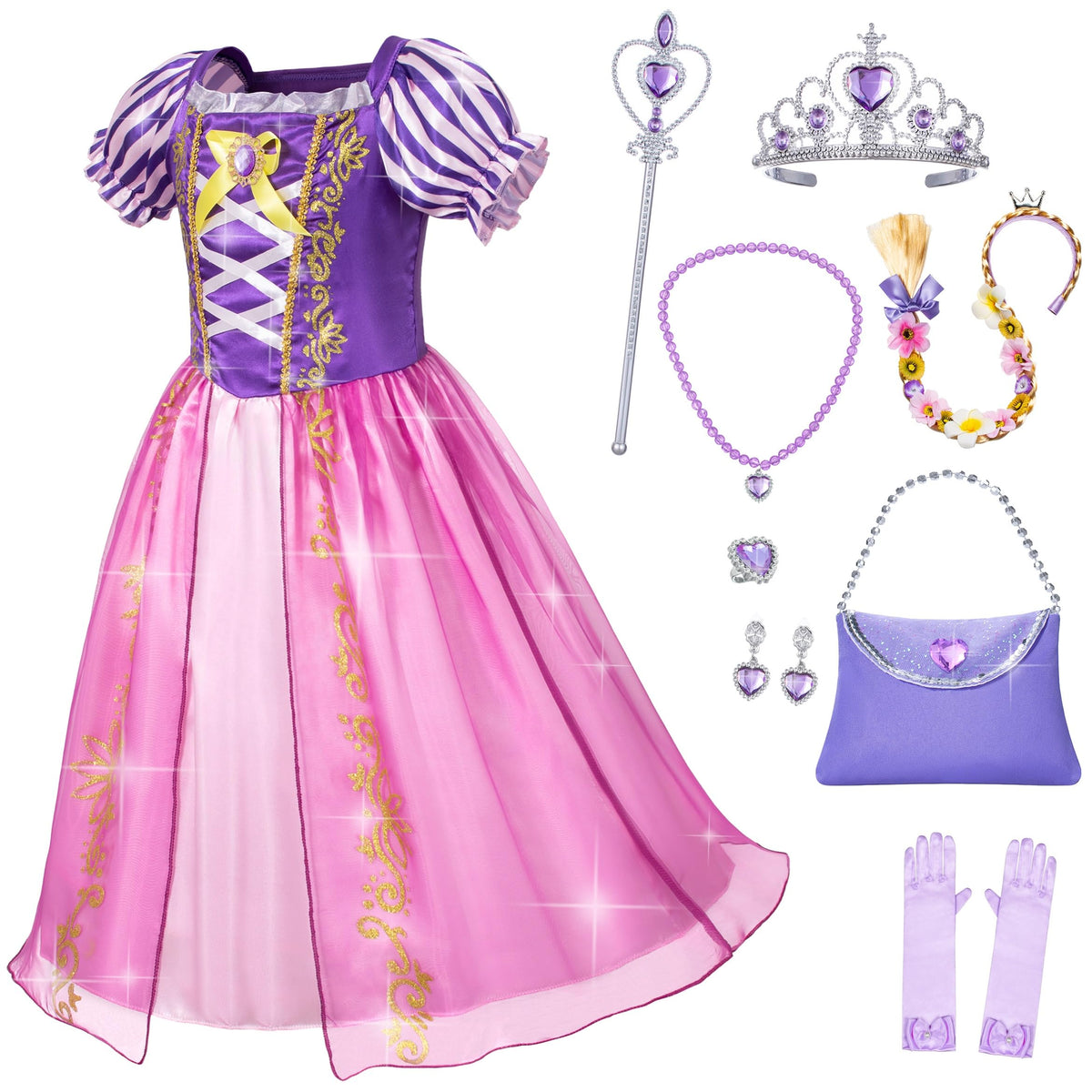 Topney Princess Rapunzel dress for girls, ideal for birthdays and pretend play.