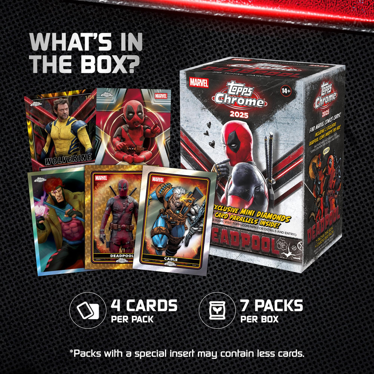 Topps 2025 Deadpool Chrome iconic Deadpool Wolverine moments.