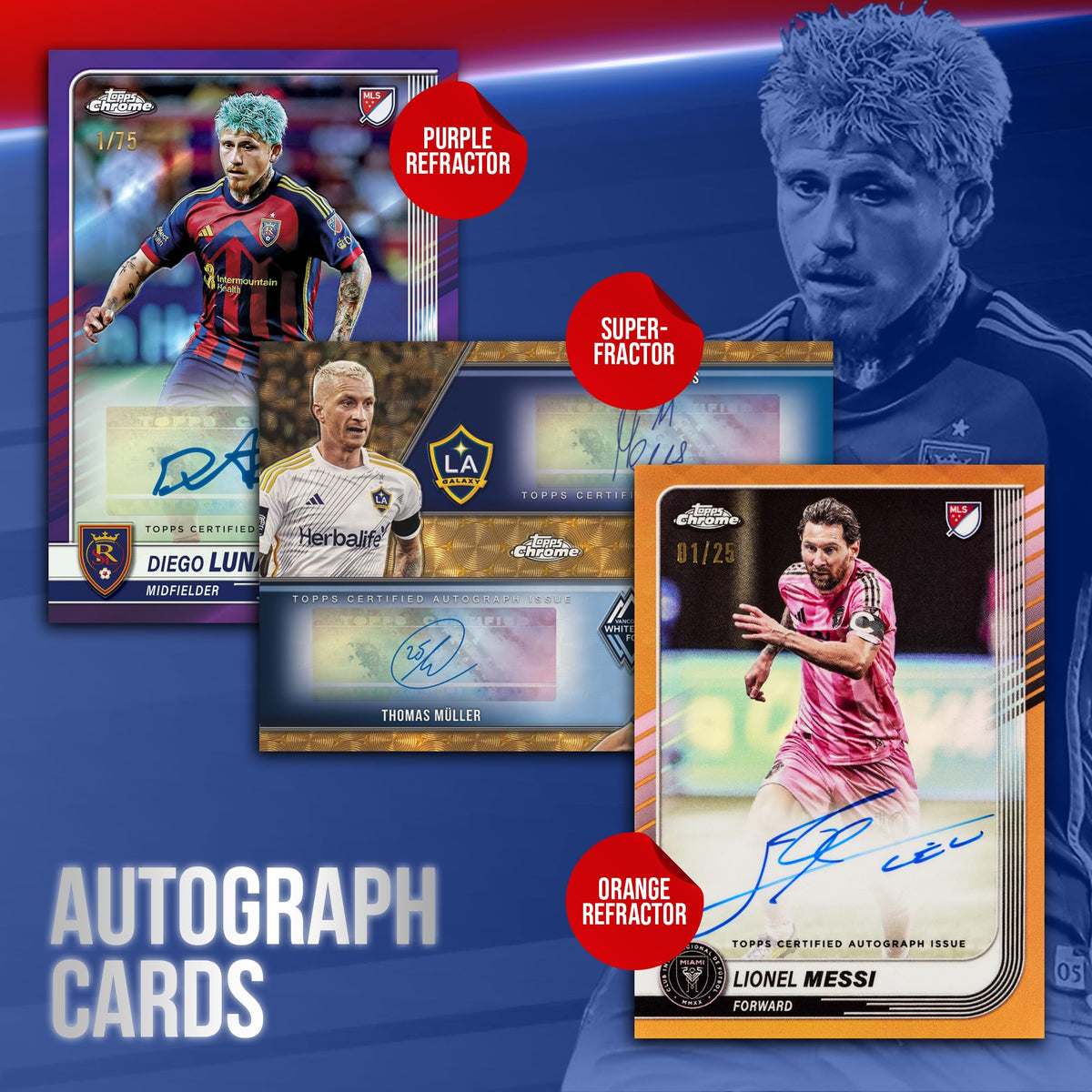 Topps Chrome MLS 2025 Big City Strikers insert celebrates MLS club pride.