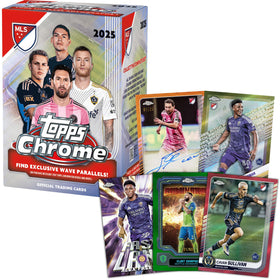 Topps Chrome MLS 2025 Wave parallel card with vibrant rainbow finish.